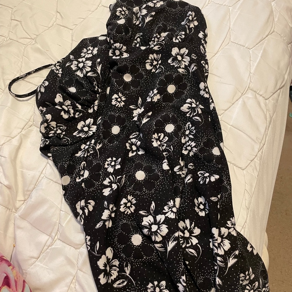 Floral Black and White Dress